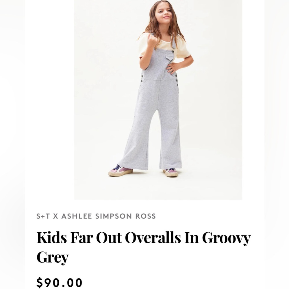 #142 🌷Smash + Tess kids far out overalls in groovy grey